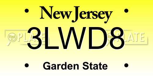 3LWD8 New Jersey License Plate