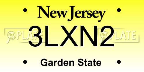 3LXN2 New Jersey License Plate