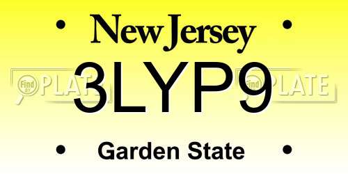 3LYP9 New Jersey License Plate