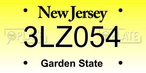 3LZ054 New Jersey License Plate