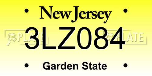 3LZ084 New Jersey License Plate