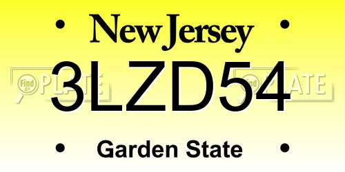 3LZD54 New Jersey License Plate