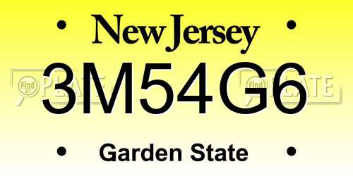 3M54G6 New Jersey License Plate