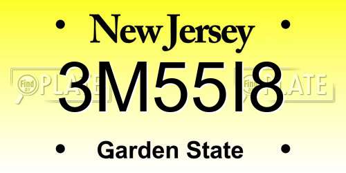 3M55I8 New Jersey License Plate