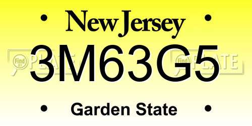 3M63G5 New Jersey License Plate