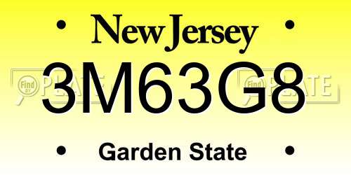 3M63G8 New Jersey License Plate