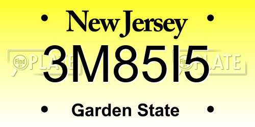 3M85I5 New Jersey License Plate