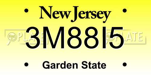 3M88I5 New Jersey License Plate