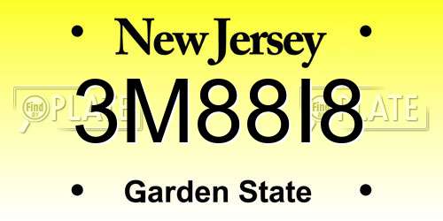 3M88I8 New Jersey License Plate