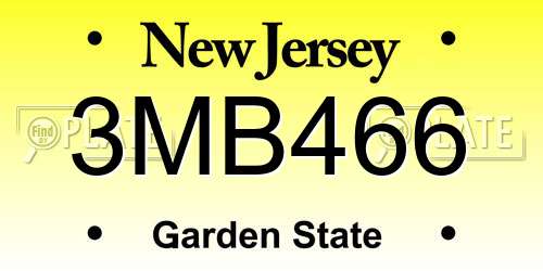 3MB466 New Jersey License Plate
