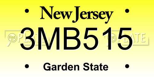 3MB515 New Jersey License Plate