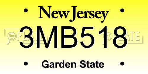 3MB518 New Jersey License Plate