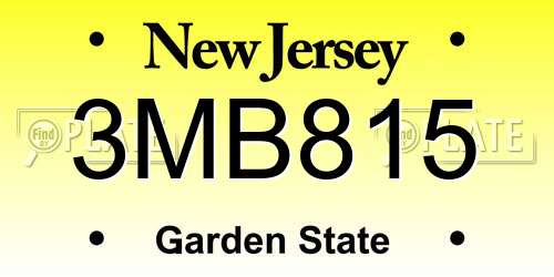 3MB815 New Jersey License Plate