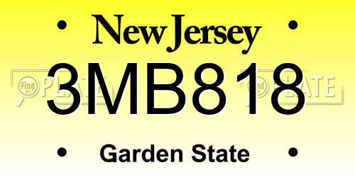 3MB818 New Jersey License Plate