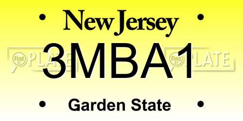 3MBA1 New Jersey License Plate