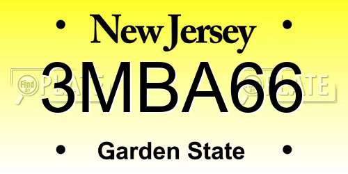 3MBA66 New Jersey License Plate