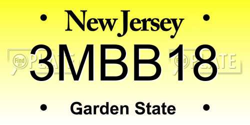 3MBB18 New Jersey License Plate
