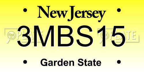 3MBS15 New Jersey License Plate