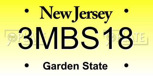 3MBS18 New Jersey License Plate