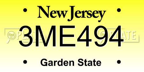 3ME494 New Jersey License Plate