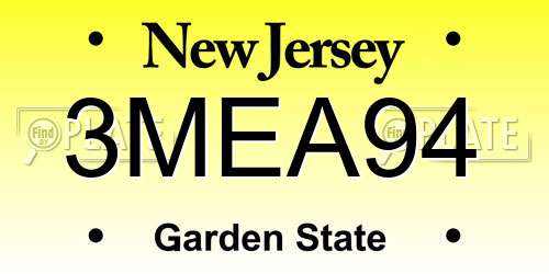 3MEA94 New Jersey License Plate