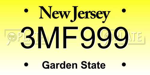 3MF999 New Jersey License Plate