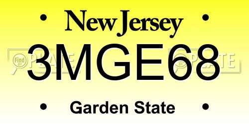 3MGE68 New Jersey License Plate