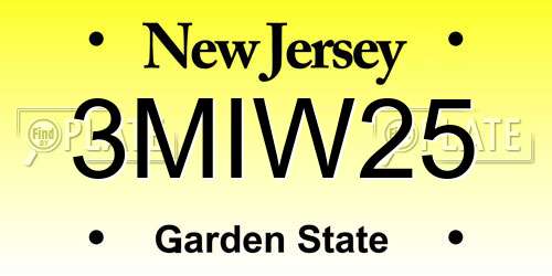 3MIW25 New Jersey License Plate