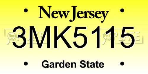 3MK5115 New Jersey License Plate