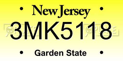 3MK5118 New Jersey License Plate