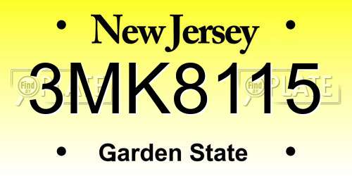 3MK8115 New Jersey License Plate