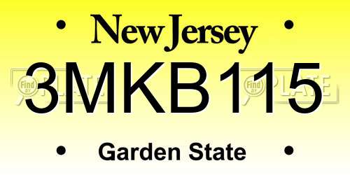 3MKB115 New Jersey License Plate