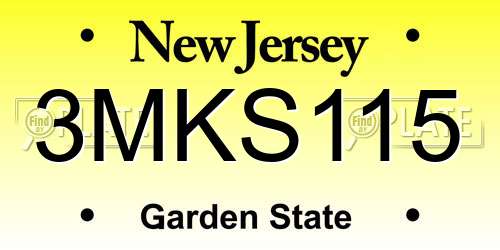3MKS115 New Jersey License Plate