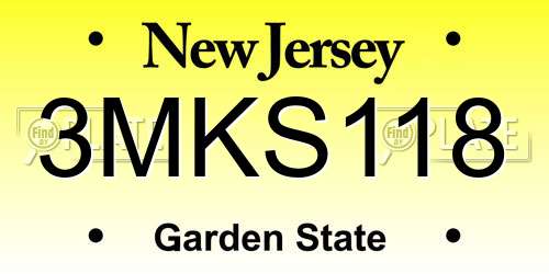 3MKS118 New Jersey License Plate