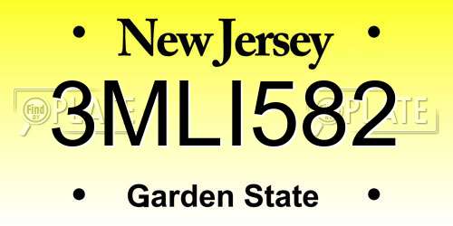 3MLI582 New Jersey License Plate