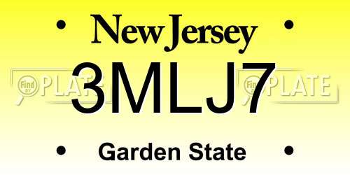 3MLJ7 New Jersey License Plate