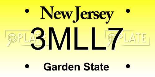 3MLL7 New Jersey License Plate
