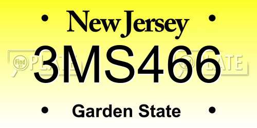 3MS466 New Jersey License Plate