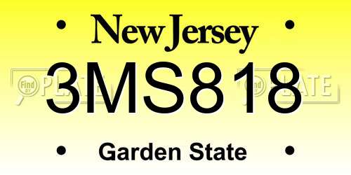 3MS818 New Jersey License Plate