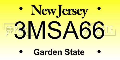 3MSA66 New Jersey License Plate