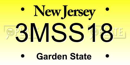 3MSS18 New Jersey License Plate