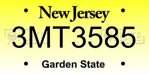 3MT3585 New Jersey License Plate