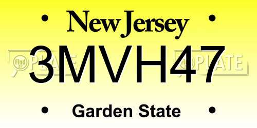 3MVH47 New Jersey License Plate