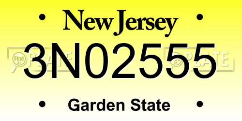 3N02555 New Jersey License Plate
