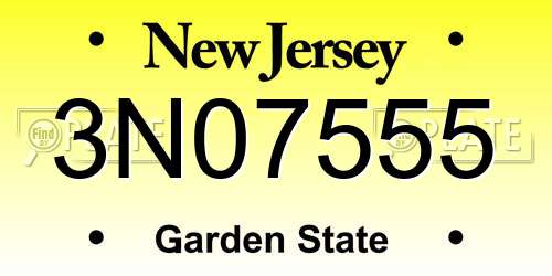 3N07555 New Jersey License Plate