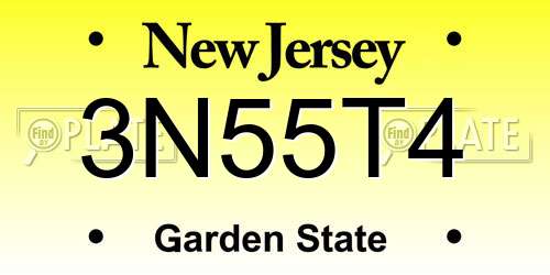 3N55T4 New Jersey License Plate