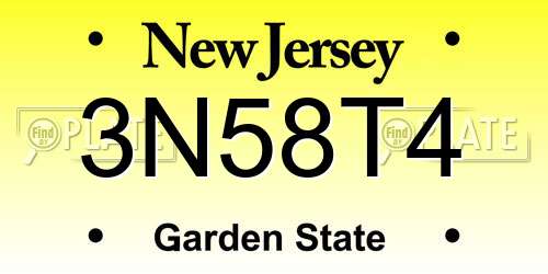 3N58T4 New Jersey License Plate