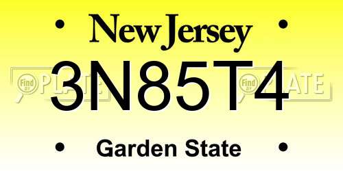 3N85T4 New Jersey License Plate