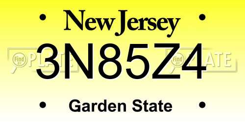 3N85Z4 New Jersey License Plate