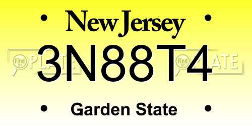 3N88T4 New Jersey License Plate
